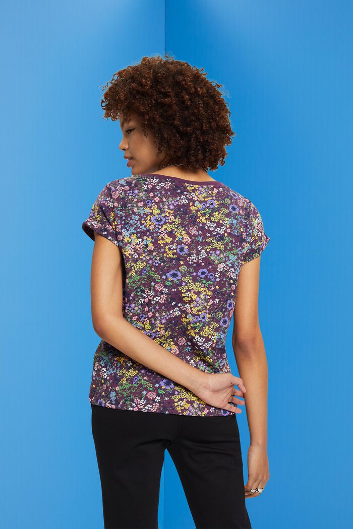 Camiseta de algodón con estampado floral, DARK PURPLE, detail image number 3