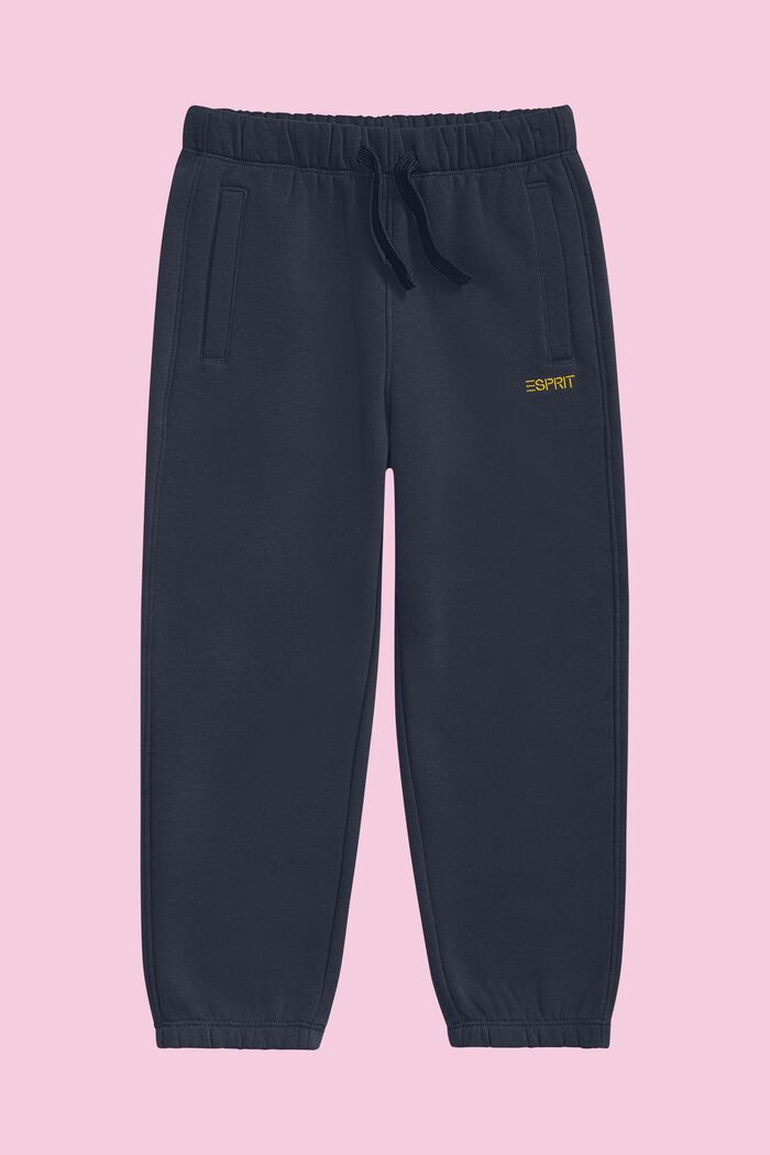 Pantalones deportivos en mezcla de algodón con logotipo, NAVY, detail image number 0