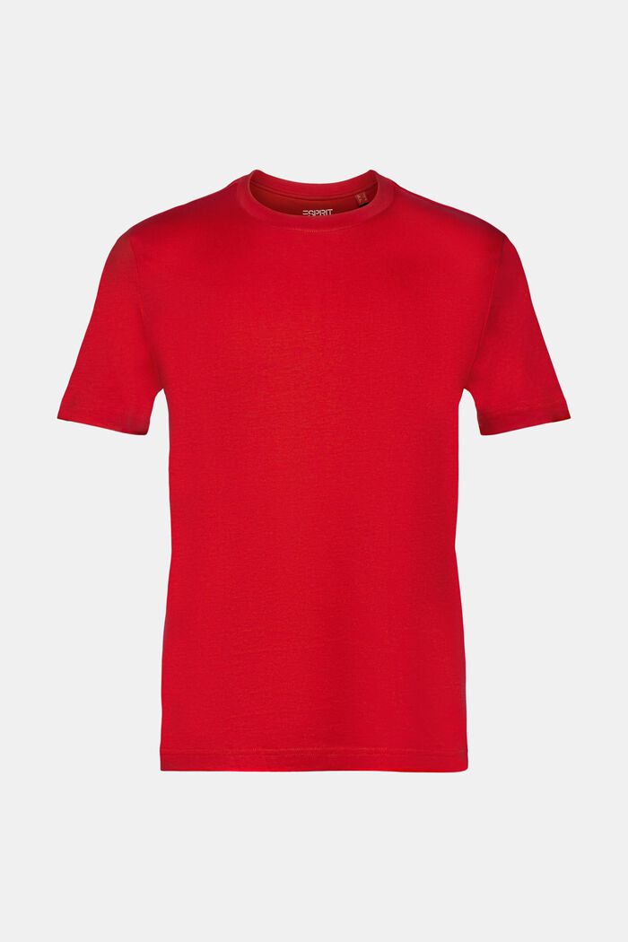 Camiseta de cuello redondo en tejido jersey de algodón Pima, DARK RED, detail image number 7