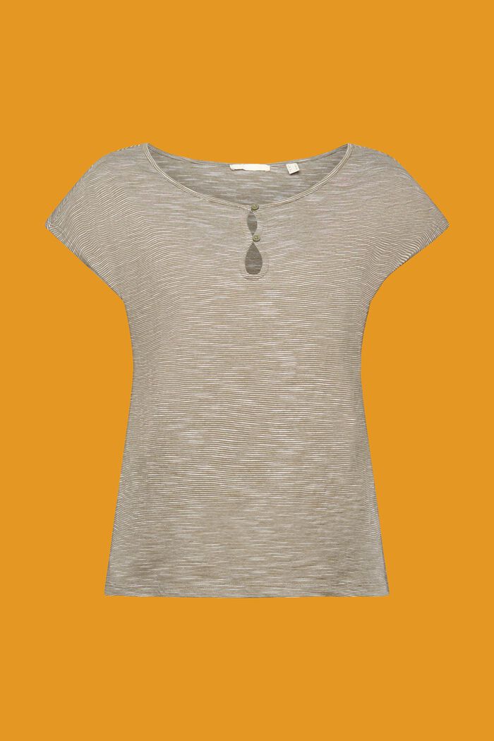 Camiseta con abertura en forma de gota en el cuello, KHAKI GREEN, detail image number 6