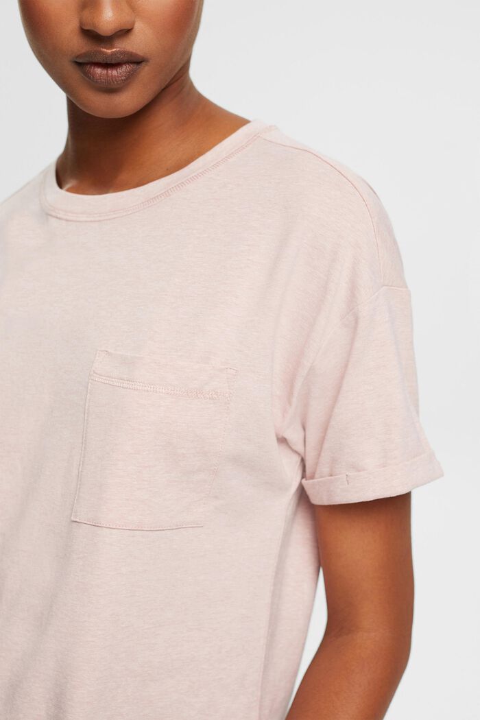Camiseta con bolsillo en el pecho realizada en mezcla de algodón, OLD PINK, detail image number 0