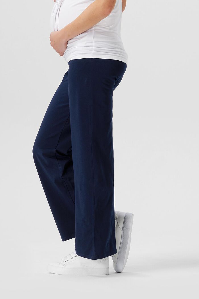 Pantalones de punto por encima de la barriga, algodón ecológico, NIGHT BLUE, detail image number 2