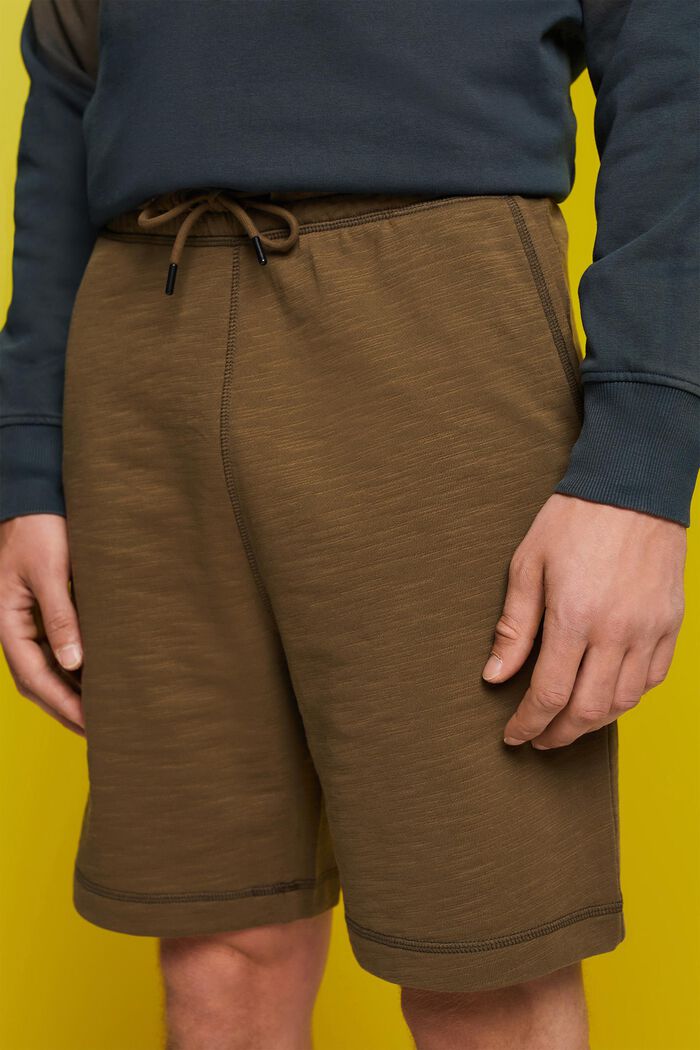 Shorts de felpa de algodón, KHAKI GREEN, detail image number 2