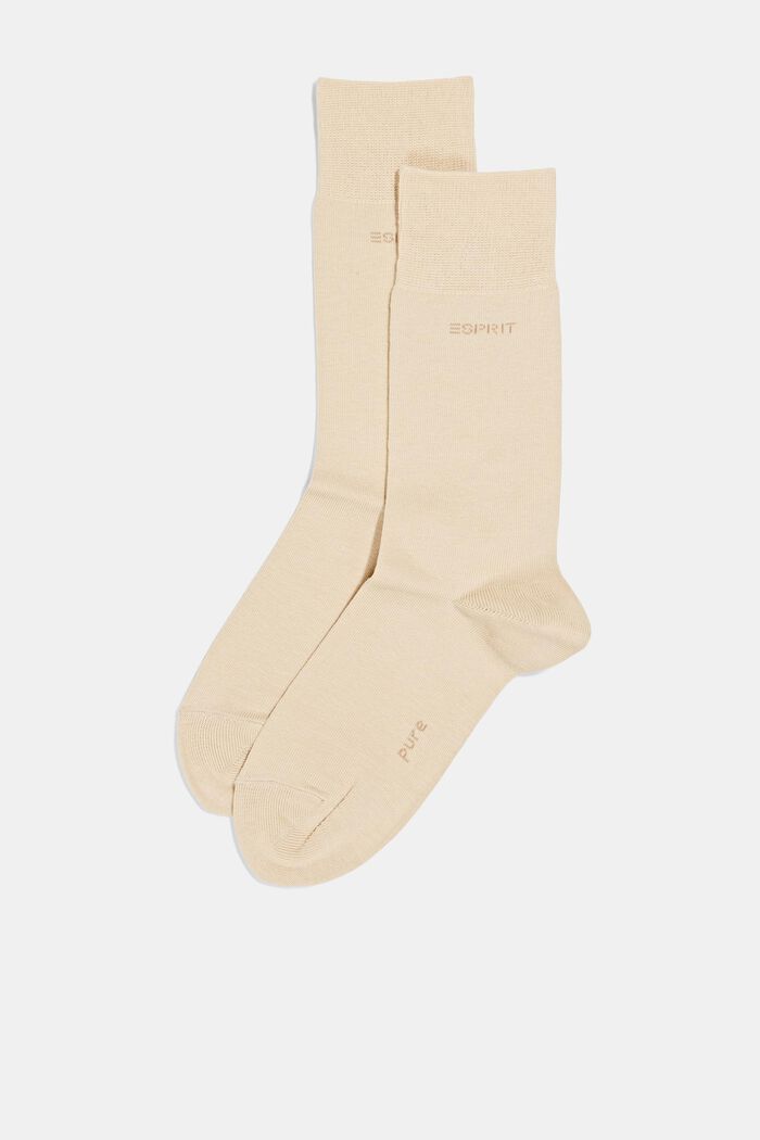 Pack de dos pares de calcetines realizados en mezcla de algodón ecológico, CREAM, detail image number 0