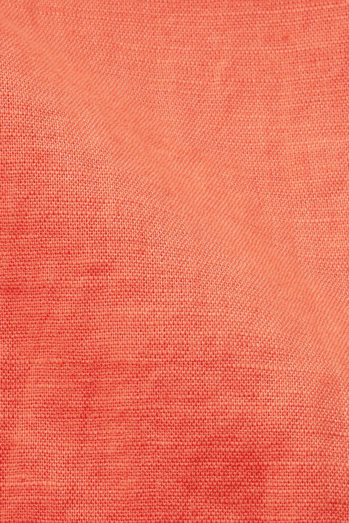 Camisa en mezcla de algodón y lino, CORAL ORANGE, detail image number 6