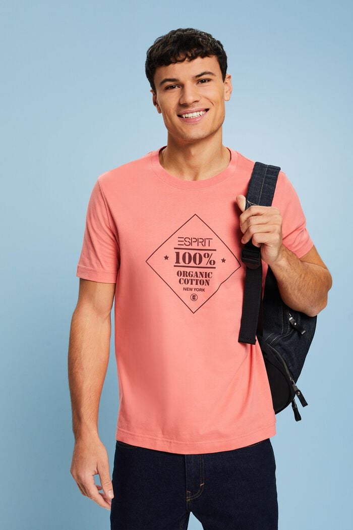 Camiseta de algodón con logotipo estampado, PINK, detail image number 0