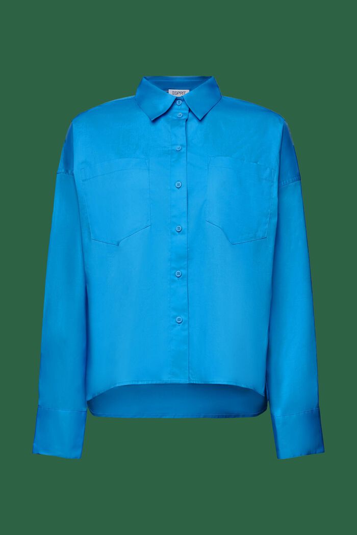 Camiseta de cuello abotonado, popelina de algodón, BLUE, detail image number 5