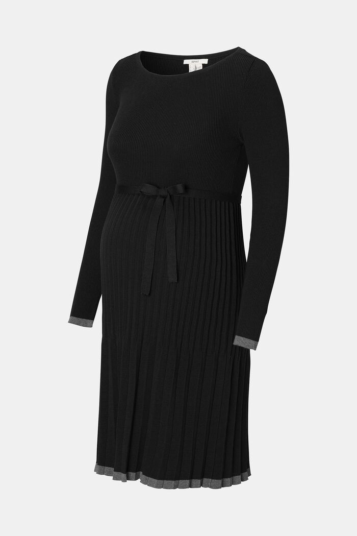 Vestido de punto plisado, algodón ecológico, BLACK INK, detail image number 1