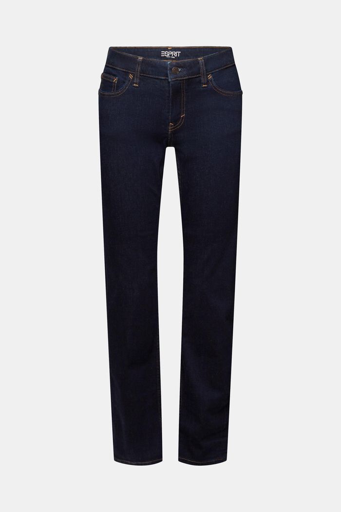 Jeans straight leg en mezcla de algodón elástico, BLUE RINSE, detail image number 7