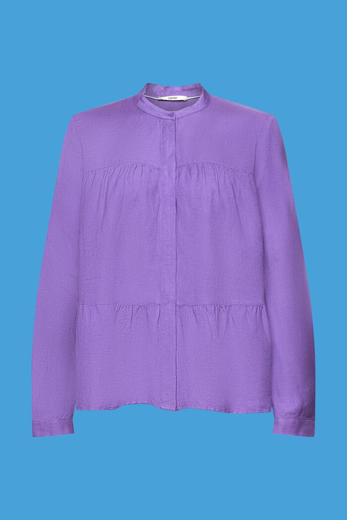 Blusa camisera de lino, PURPLE, detail image number 5