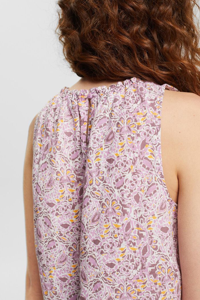 En mezcla de lino: blusa con estampado floral, LILAC, detail image number 2