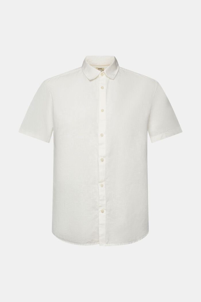 Camisa de manga corta confeccionada en una mezcla de lino y algodón, OFF WHITE, detail image number 7