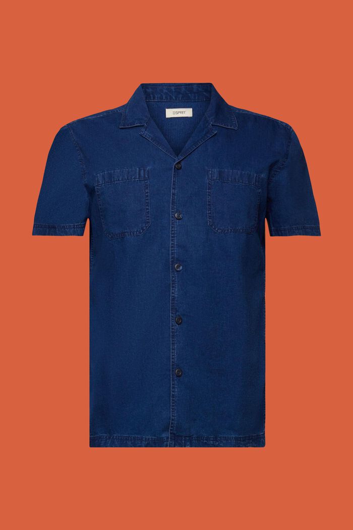 Camisa vaquera de manga corta, 100% algodón, BLUE DARK WASHED, detail image number 7