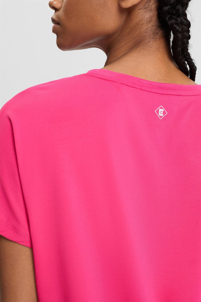 Camiseta deportiva E-DRY con cuello en pico, PINK FUCHSIA, detail image number 2