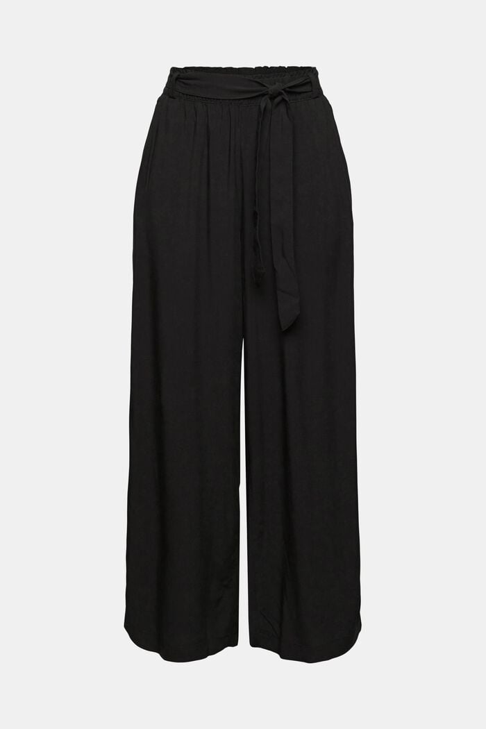 Pantalón culotte con cinturón, LENZING™ ECOVERO™, BLACK, detail image number 7