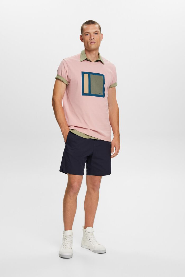 Camiseta en tejido jersey de algodón con diseño geométrico, OLD PINK, detail image number 1