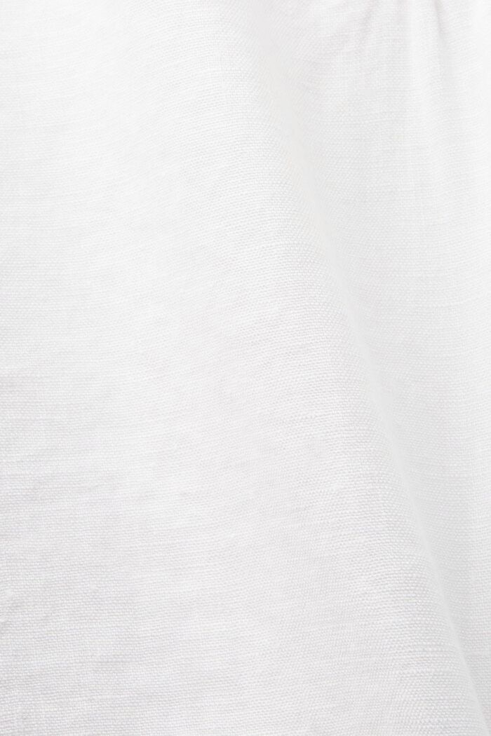 Blusa sin mangas de lino de corte babydoll, WHITE, detail image number 5