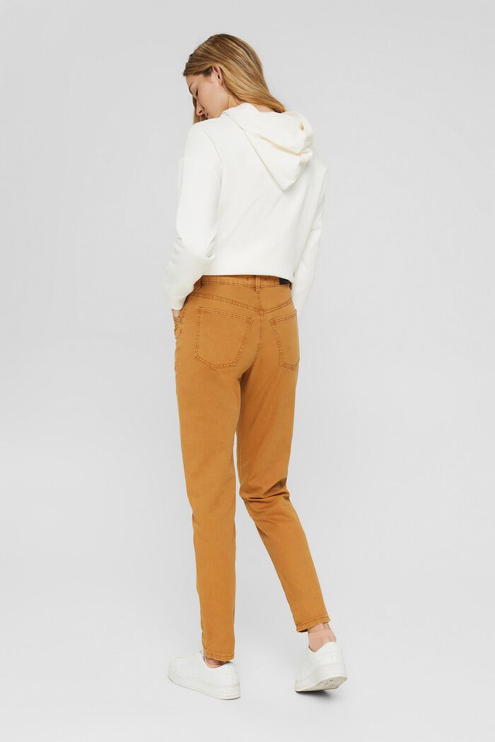 Pantalón de cintura alta con botón doble, 100 % algodón ecológico, BARK, detail image number 3