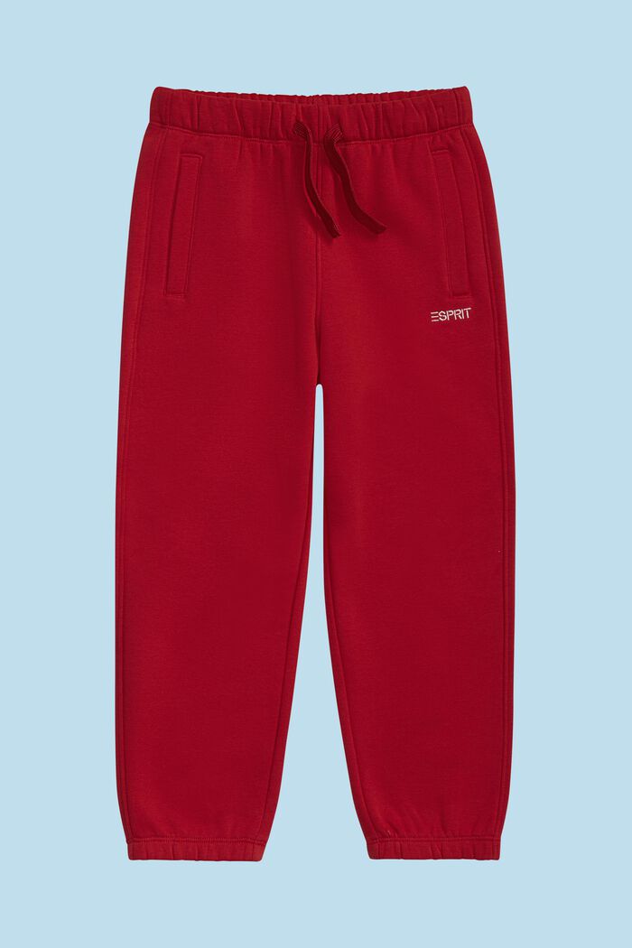Pantalones deportivos en mezcla de algodón con logotipo, DARK RED, detail image number 1