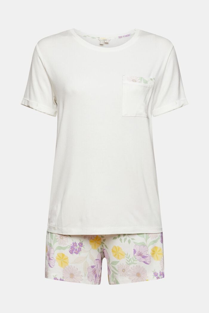 Pijama corto, LENZING™ ECOVERO™, OFF WHITE, detail image number 6
