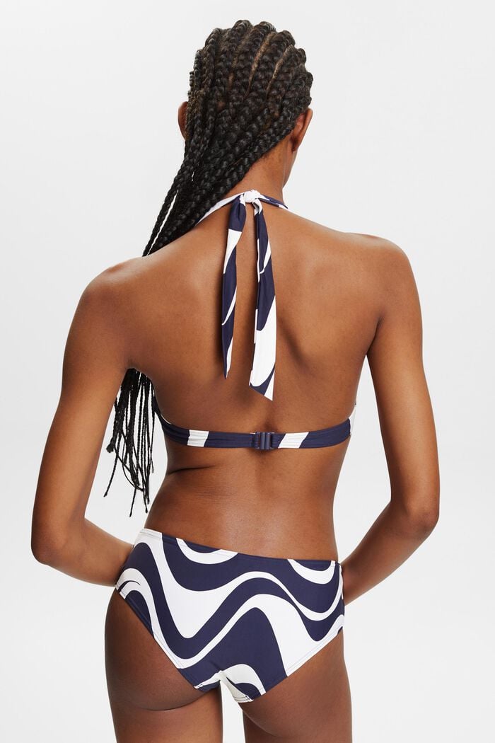 Top de bikini estampado con tirantes al cuello, NAVY, detail image number 2
