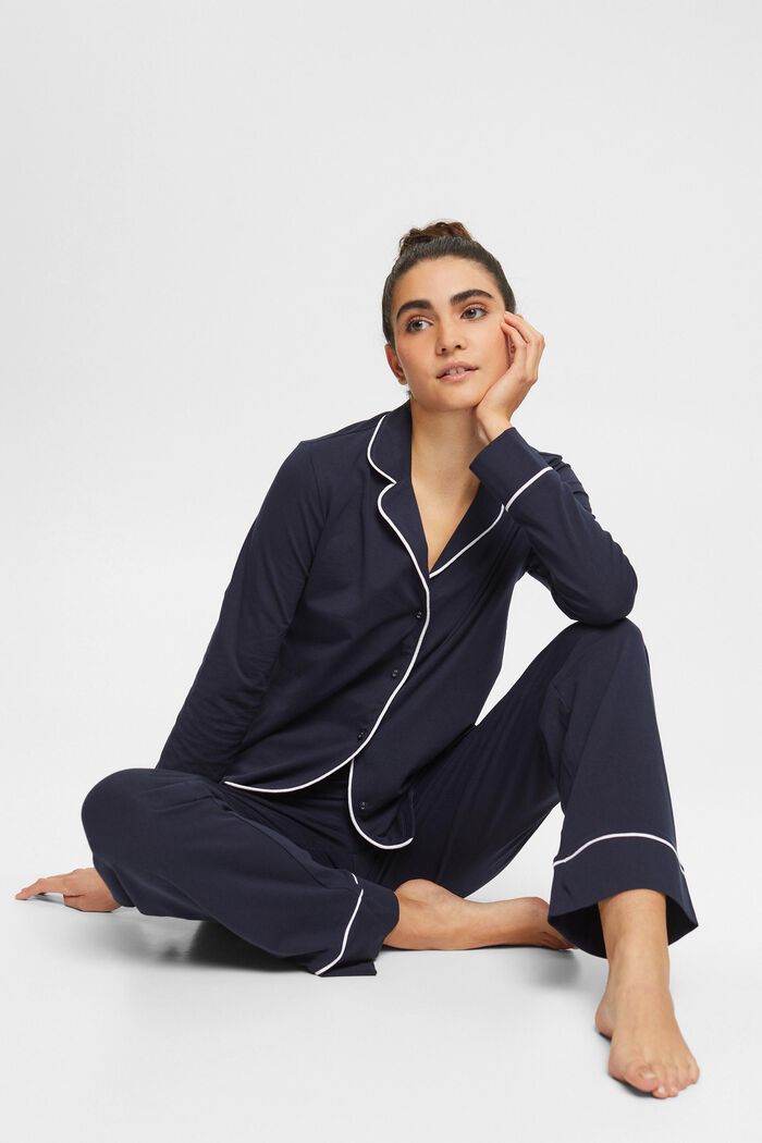 Pijama largo de jersey, NAVY, detail image number 1