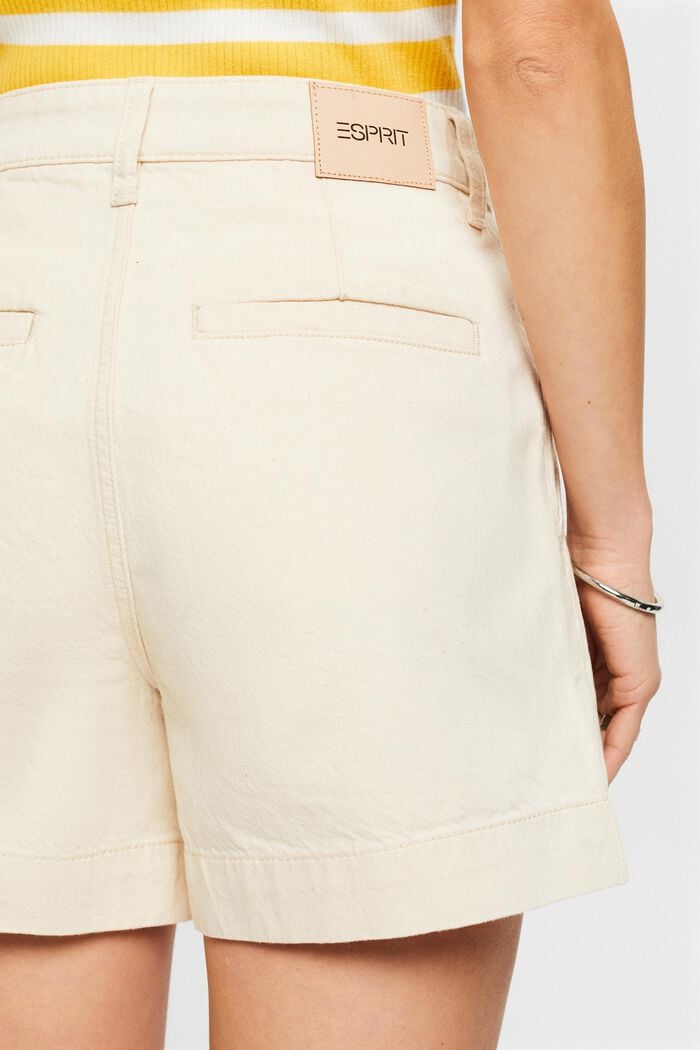 Pantalón corto de sarga de algodón lavada, OFF WHITE, detail image number 4