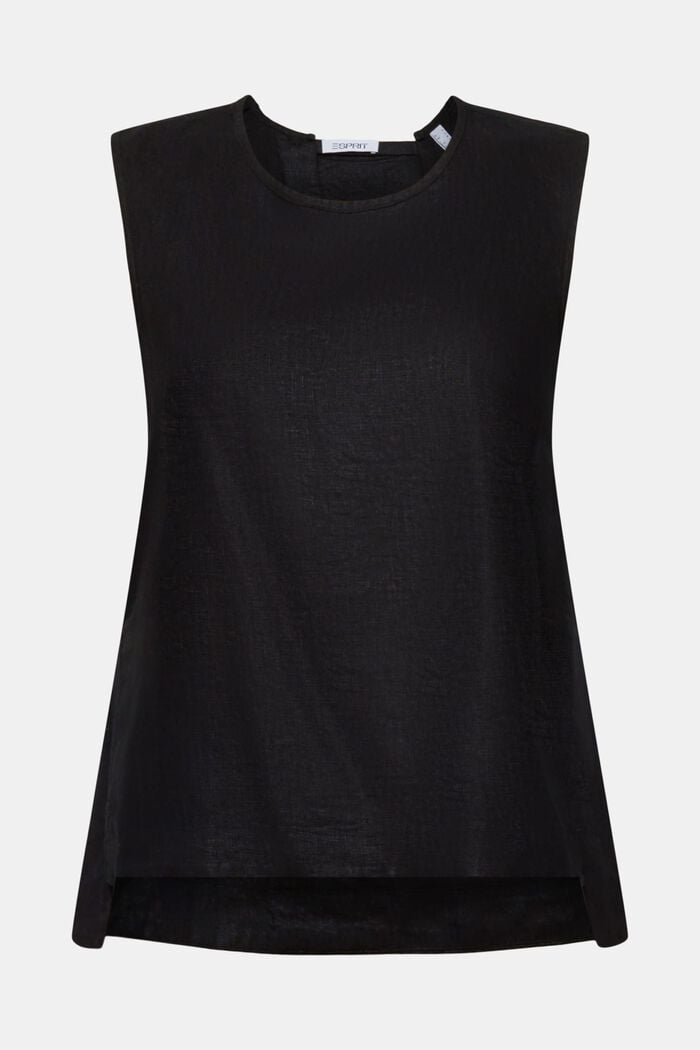 Blusa en mezcla de lino y espalda abierta, BLACK, detail image number 6