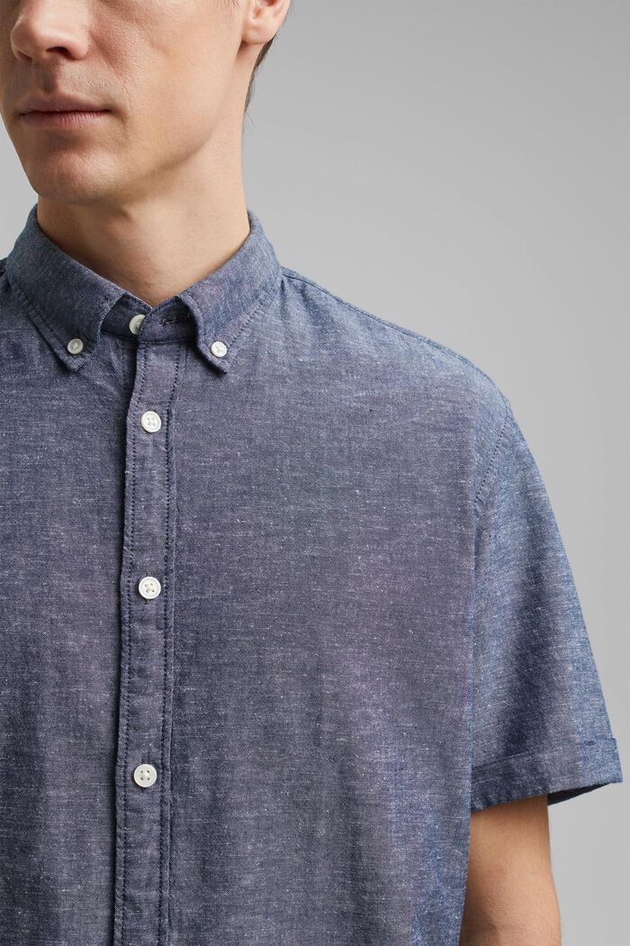 Lino/algodón ecológico: camisa de manga corta, NAVY, detail image number 2