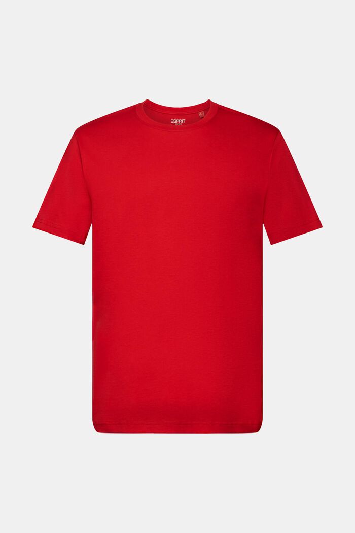 Camiseta de cuello redondo en tejido jersey de algodón Pima, DARK RED, detail image number 6