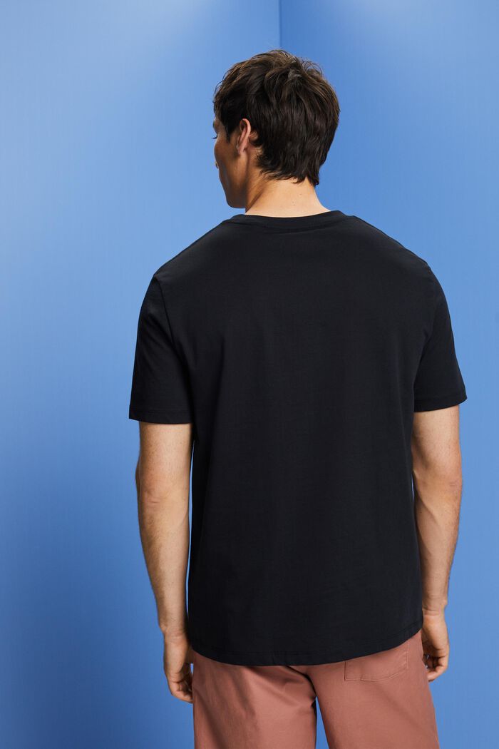 Camiseta con estampado en el pecho, 100% algodón, BLACK, detail image number 3