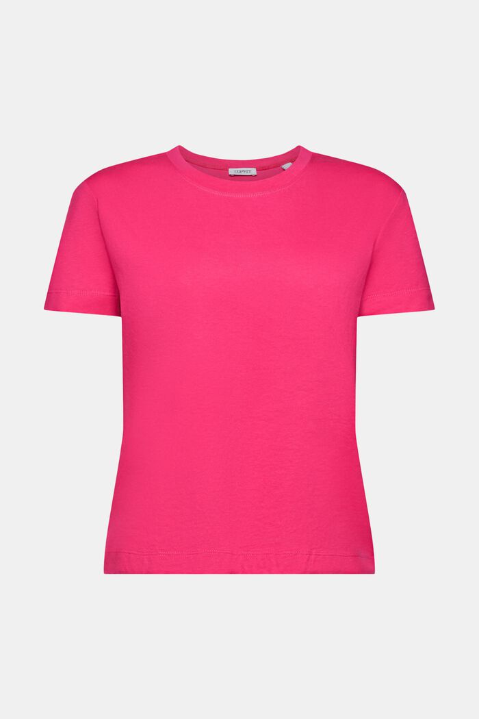 Camiseta de algodón con cuello redondo, PINK FUCHSIA, detail image number 5
