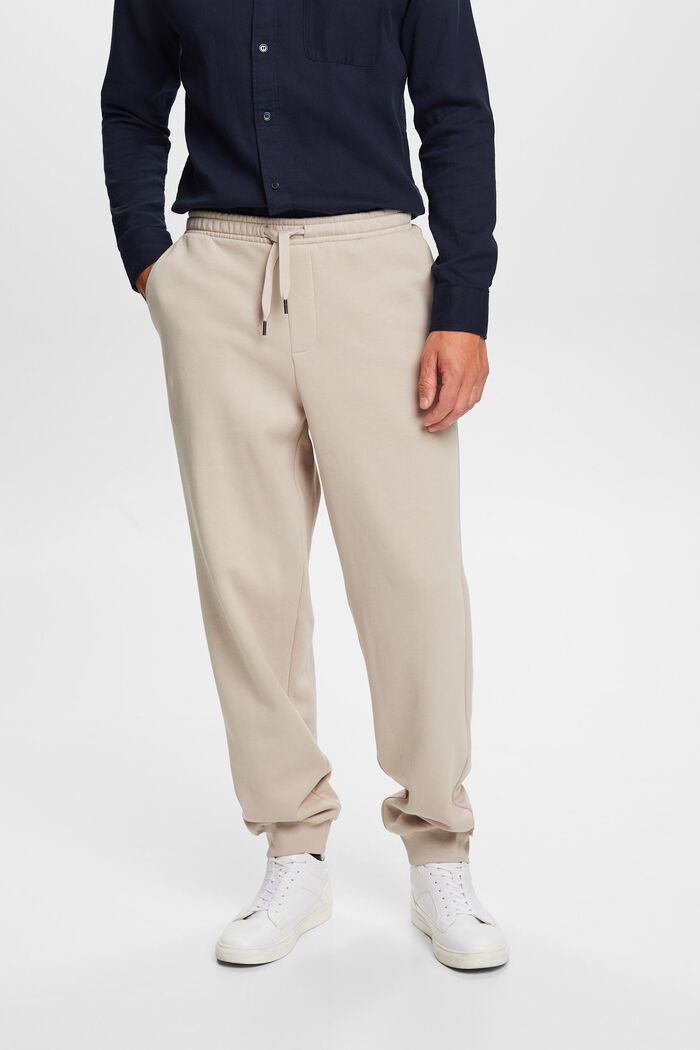 Pantalones deportivos con logotipo pespunteado, PASTEL GREY, detail image number 0