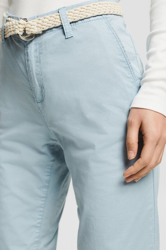 Pantalones chinos con cinturón trenzado, GREY BLUE, detail image number 0
