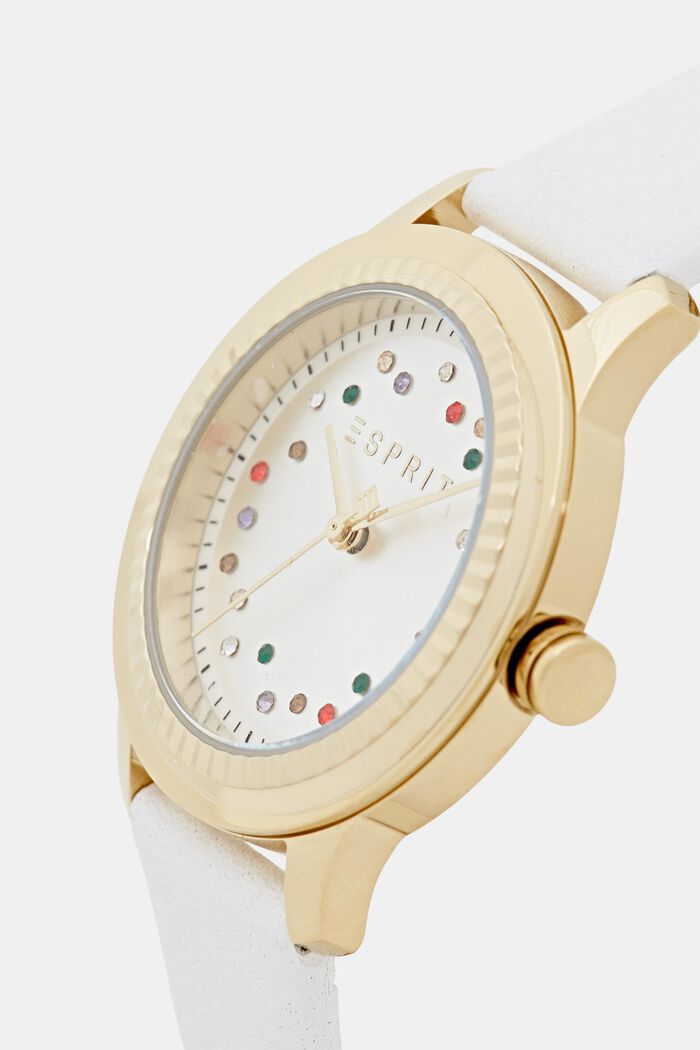 Reloj con inserciones de circonita, WHITE, detail image number 1