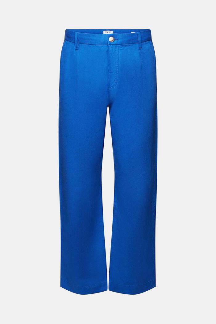 Pantalón Straight en lino y algodón, BRIGHT BLUE, detail image number 7