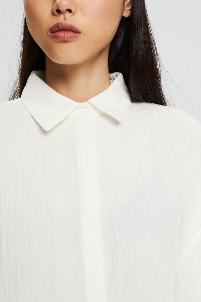 Blusa oversize con efecto arrugado, OFF WHITE, detail image number 2