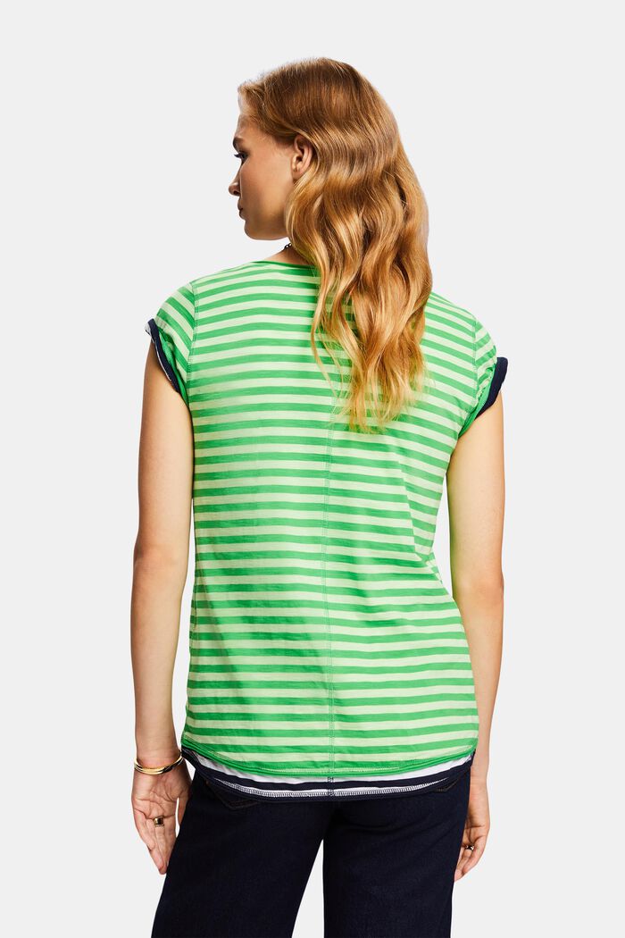 Camiseta de rayas con borde enrollado, GREEN, detail image number 3