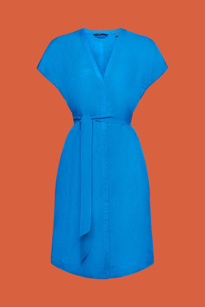 Vestido túnica con cinturón, mezcla de lino, BRIGHT BLUE, detail image number 5