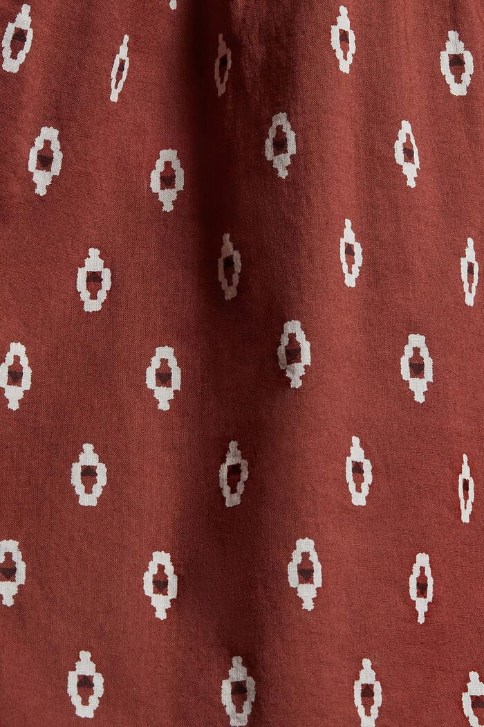 Blusa estampada y fruncida en algodón ecológico, GARNET RED, detail image number 4