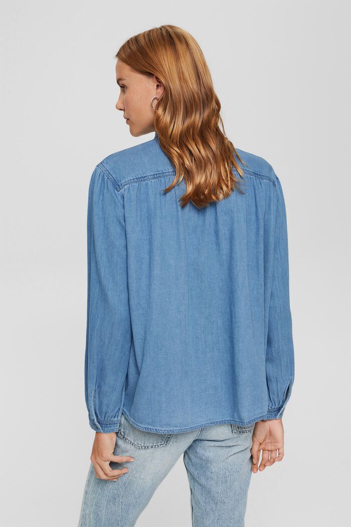 Blusa camisera en 100% algodón con acabado vaquero, BLUE MEDIUM WASHED, detail image number 3