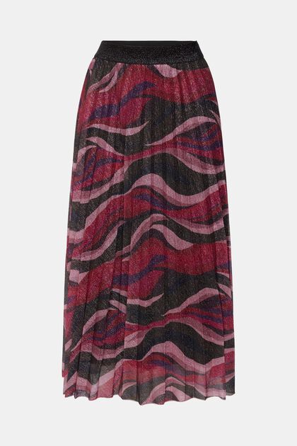 Falda midi plisada con diseño brillante, CHERRY RED, overview