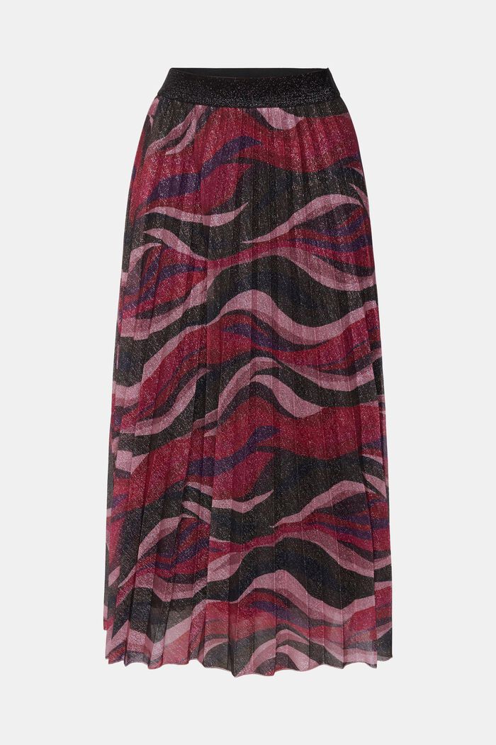 Falda midi plisada con diseño brillante, CHERRY RED, detail image number 5