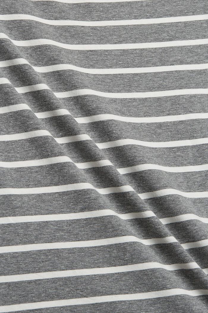 Camiseta de manga larga a rayas en mezcla de algodón ecológico, GUNMETAL, detail image number 4