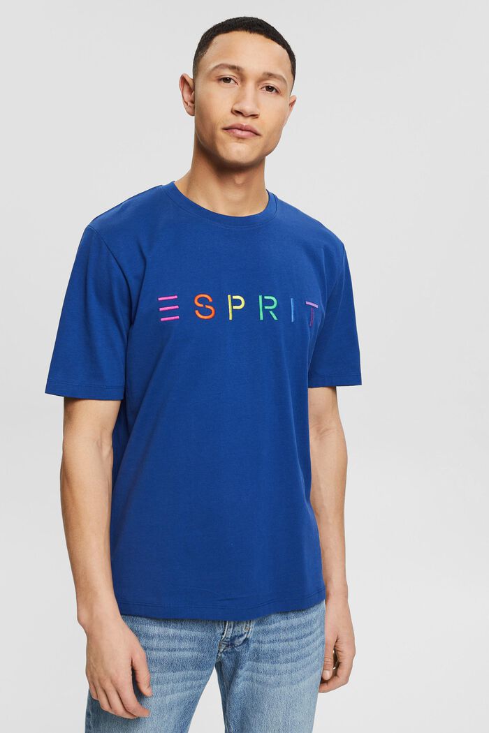 Camiseta de tejido jersey con logotipo bordado, BRIGHT BLUE, overview