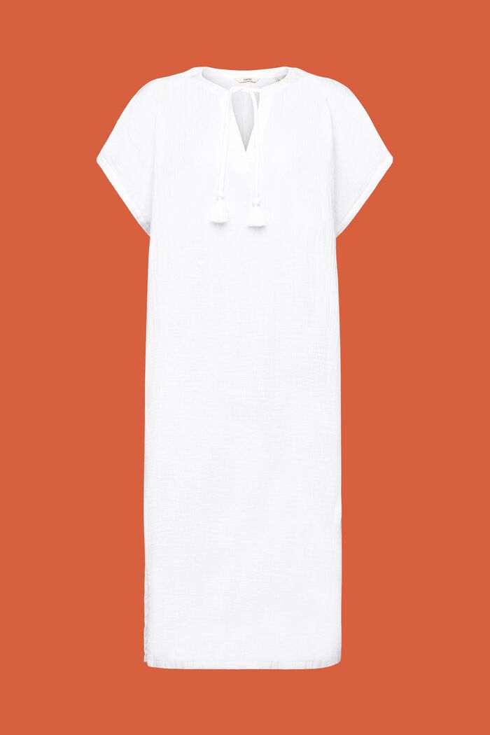 Vestido playero estilo túnica, 100% algodón, WHITE, detail image number 5