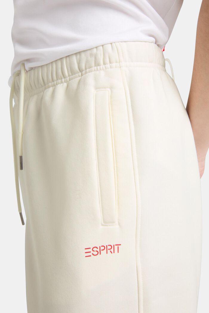 Pantalones de felpa unisex de algodón con logotipo, OFF WHITE, detail image number 2
