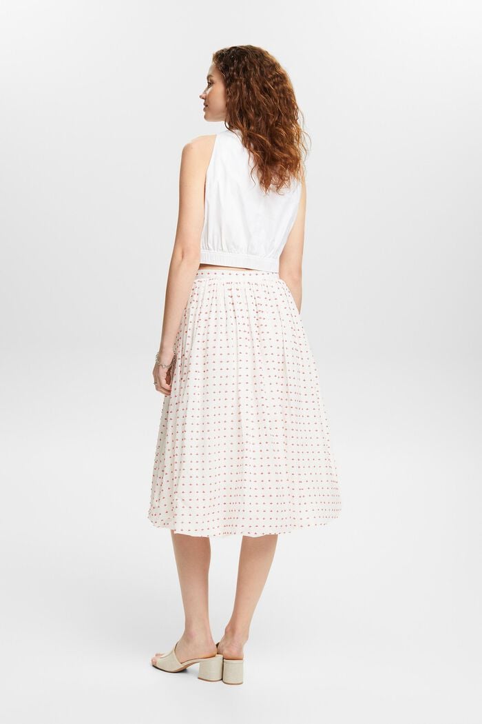 Falda midi con bajo efecto burbuja texturizado, WHITE, detail image number 2