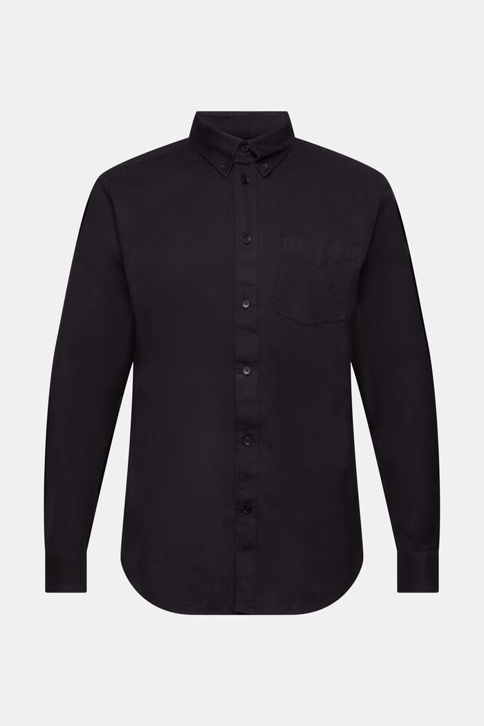 Camisa de sarga de corte normal, BLACK, detail image number 6