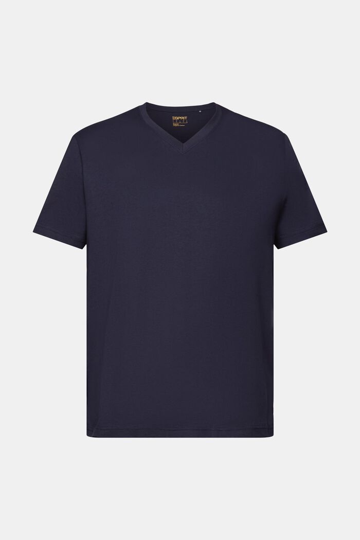 Camiseta en algodón ecológico y cuello enpico, NAVY, detail image number 6